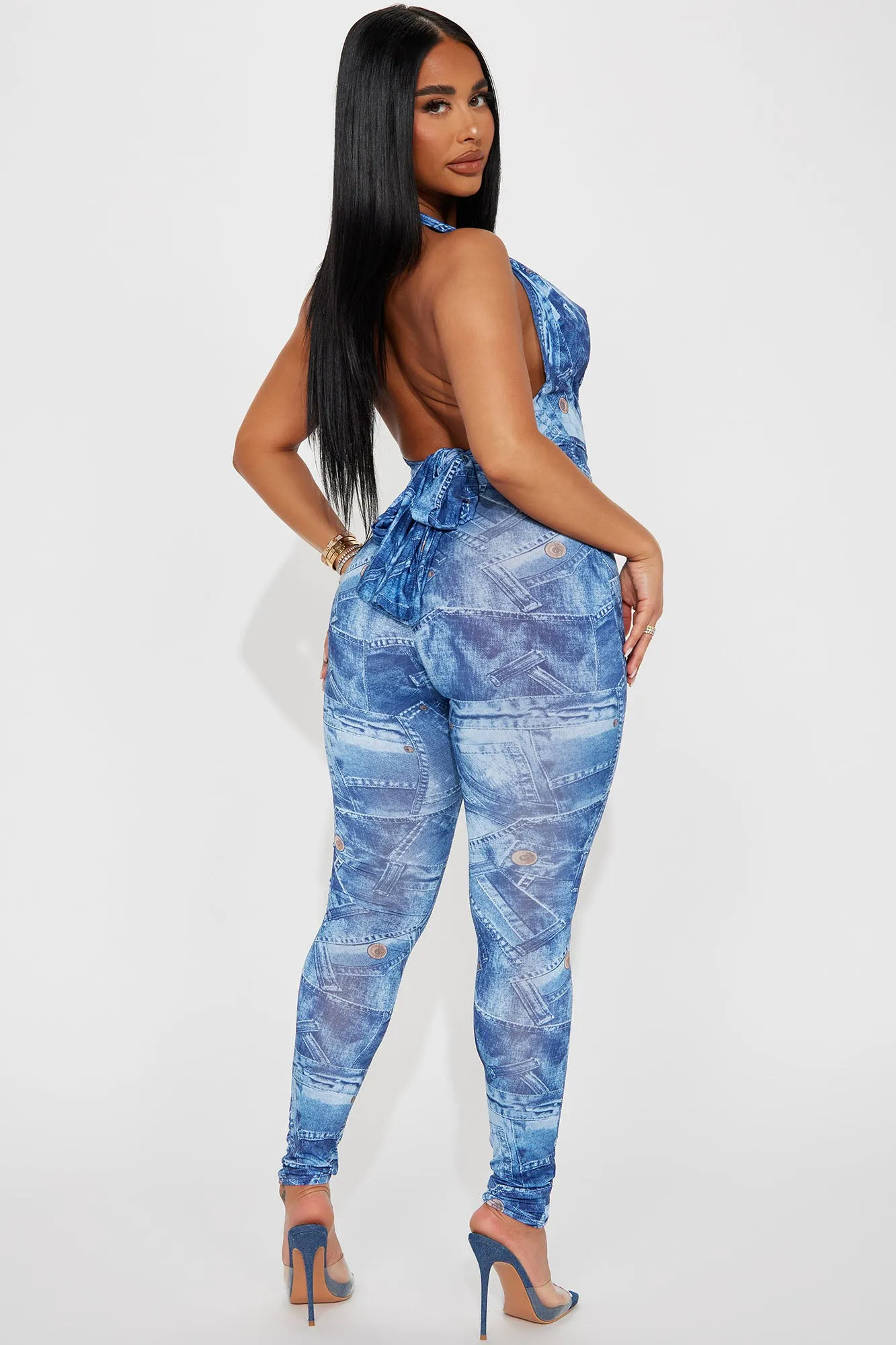 A Denim Craze Legging Set - Blue/combo