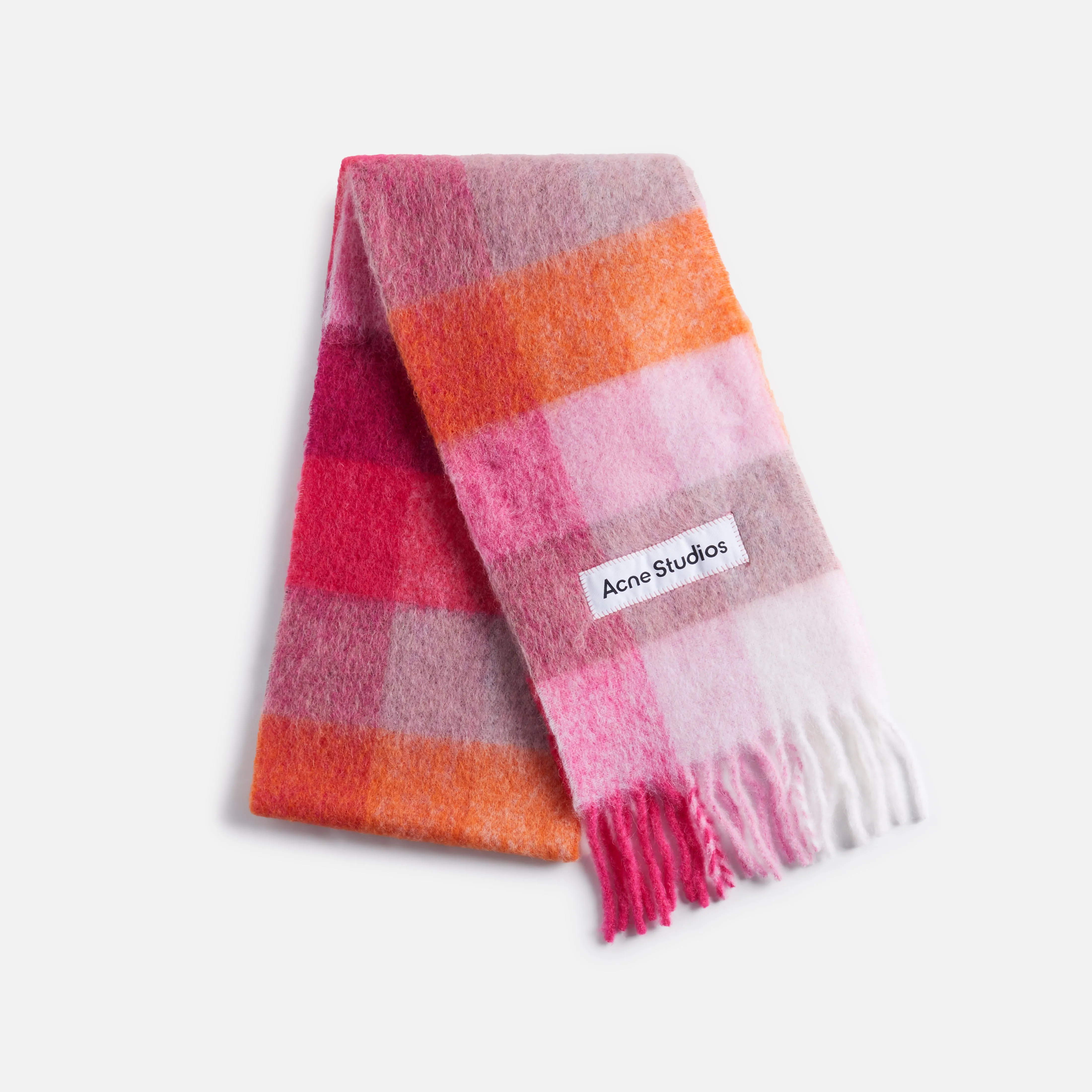 Acne Studios Vally Scarf in Pink, Fuchsia, and White