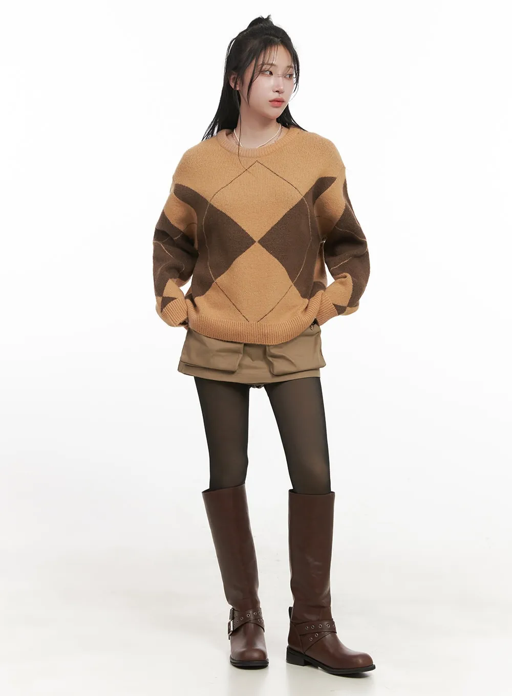 Argyle Cozy Knit Sweater CJ516