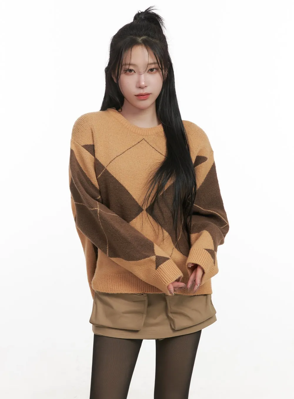 Argyle Cozy Knit Sweater CJ516