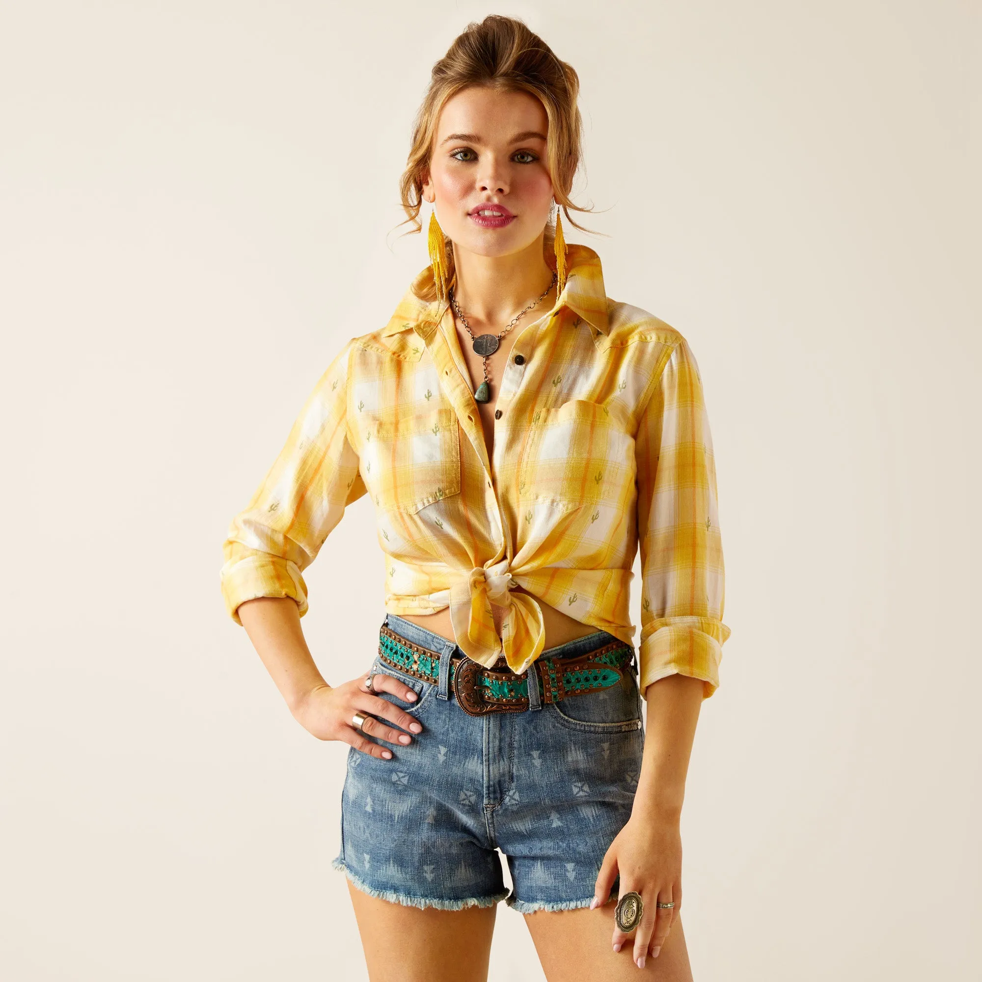 Ariat Ladies Billie jean Shirt in Cactus Plaid 10048991