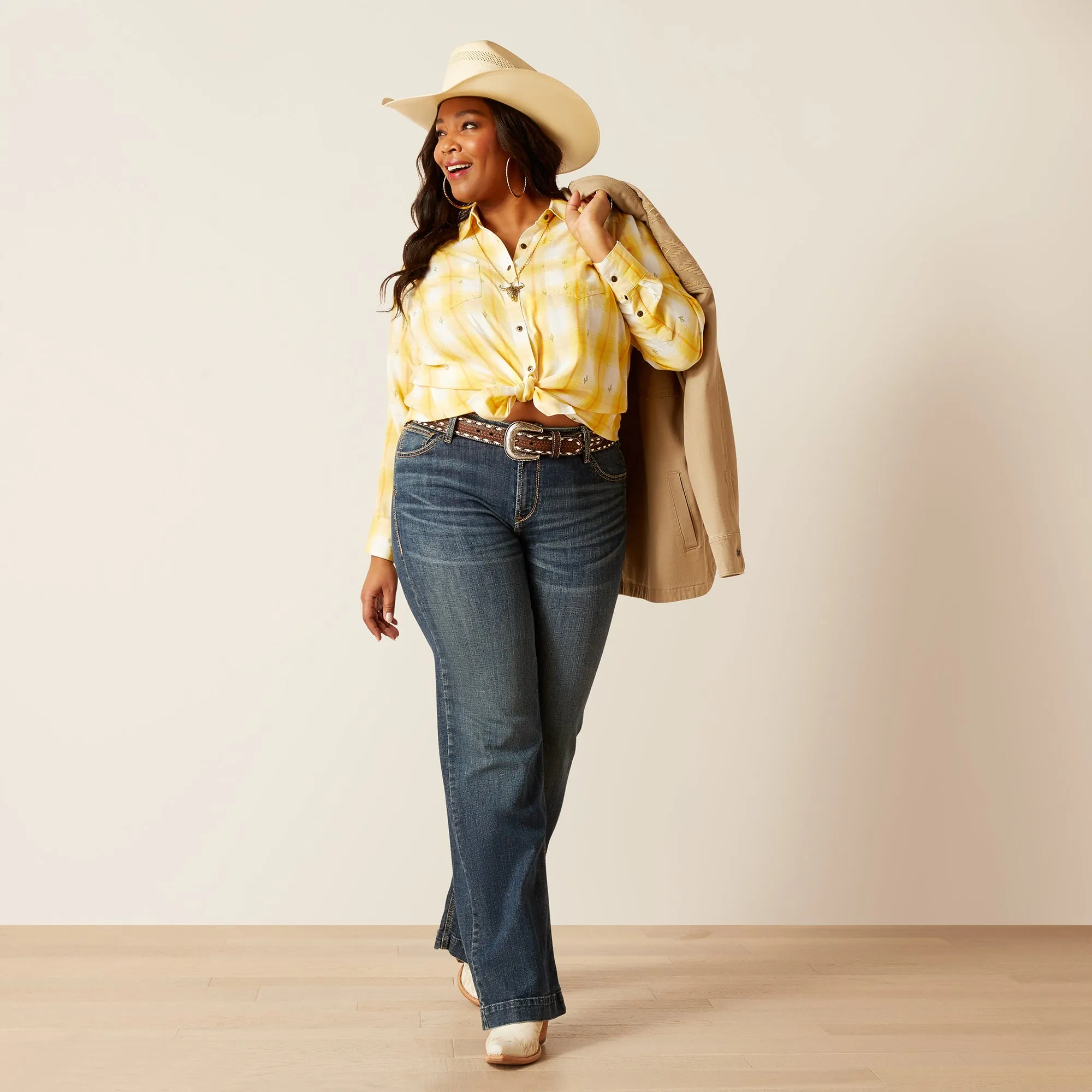 Ariat Ladies Billie jean Shirt in Cactus Plaid 10048991