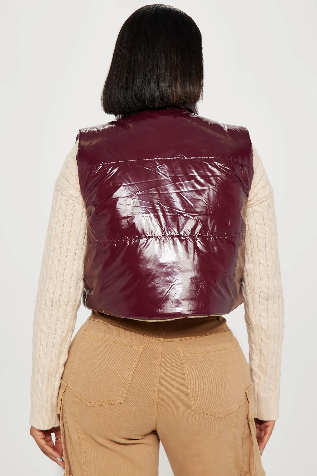 Athena Reversible Puffer Vest - Burgundy/combo