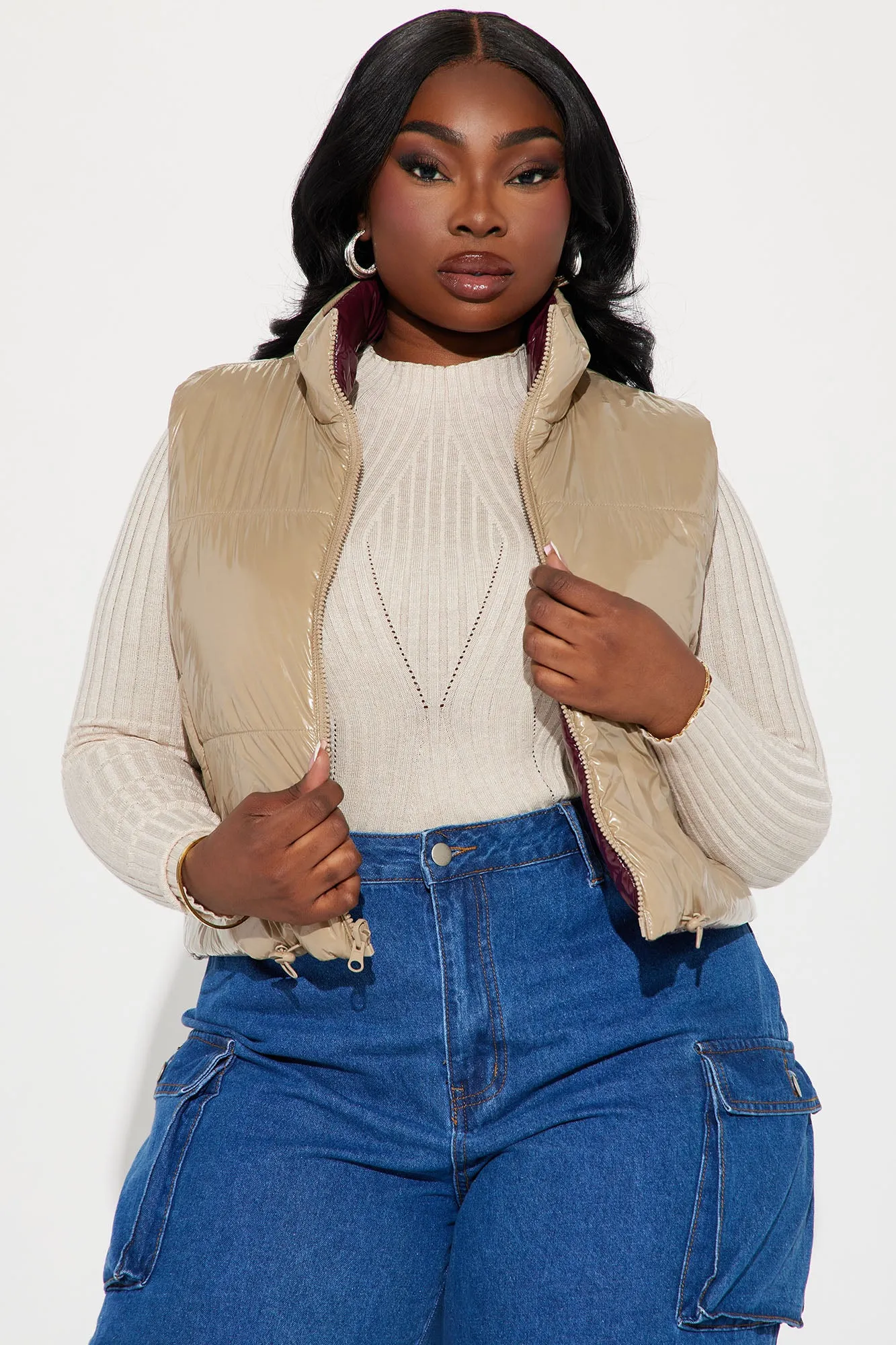 Athena Reversible Puffer Vest - Burgundy/combo