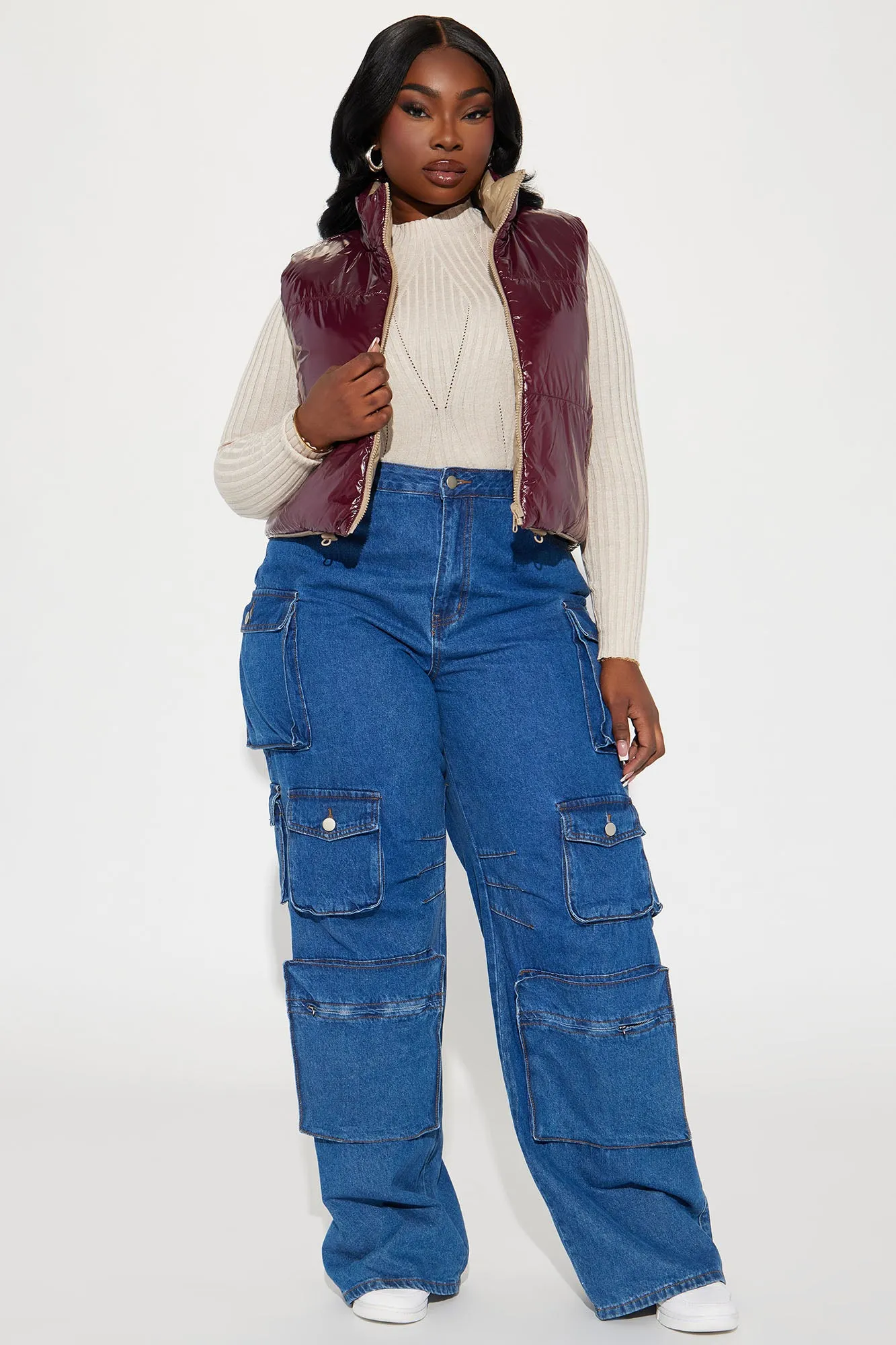 Athena Reversible Puffer Vest - Burgundy/combo