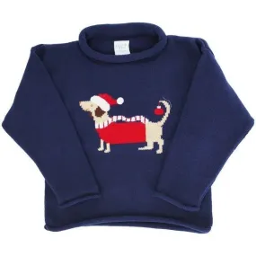 Bailey Boys Roll Neck Sweater - Navy Blue - Santa Doxie Dog