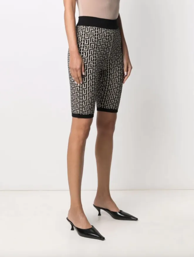 Balmain monogram-jacquard cycling shorts