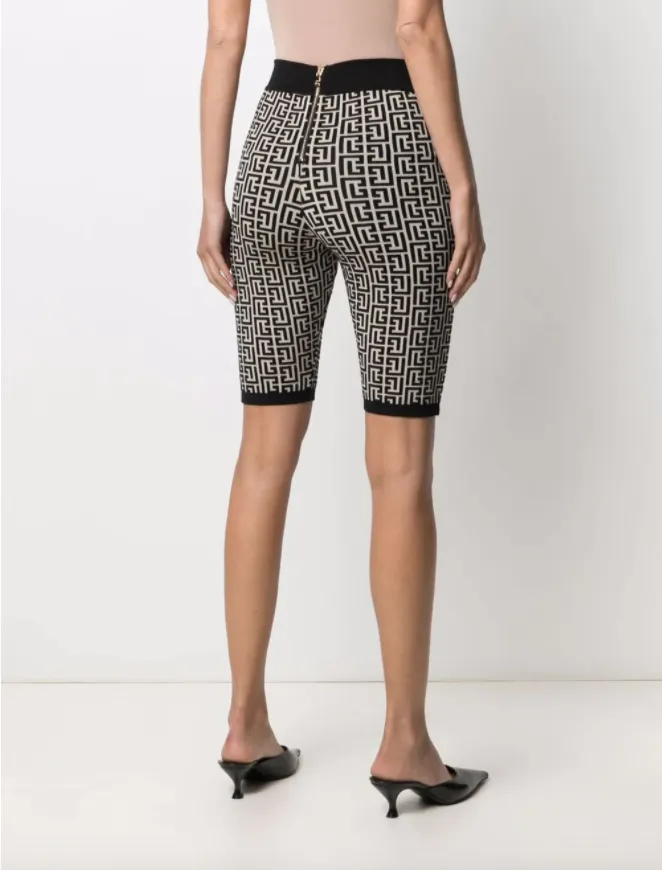 Balmain monogram-jacquard cycling shorts