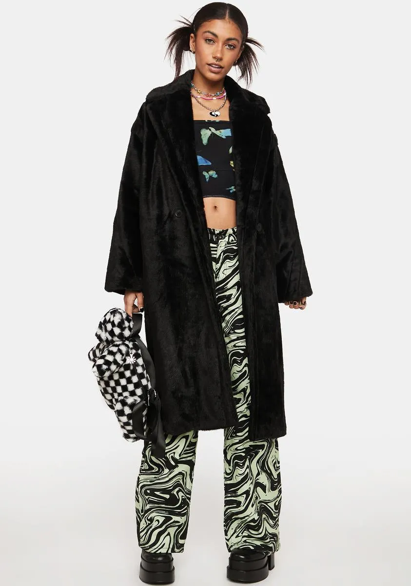 Black Estelle Faux Fur Coat