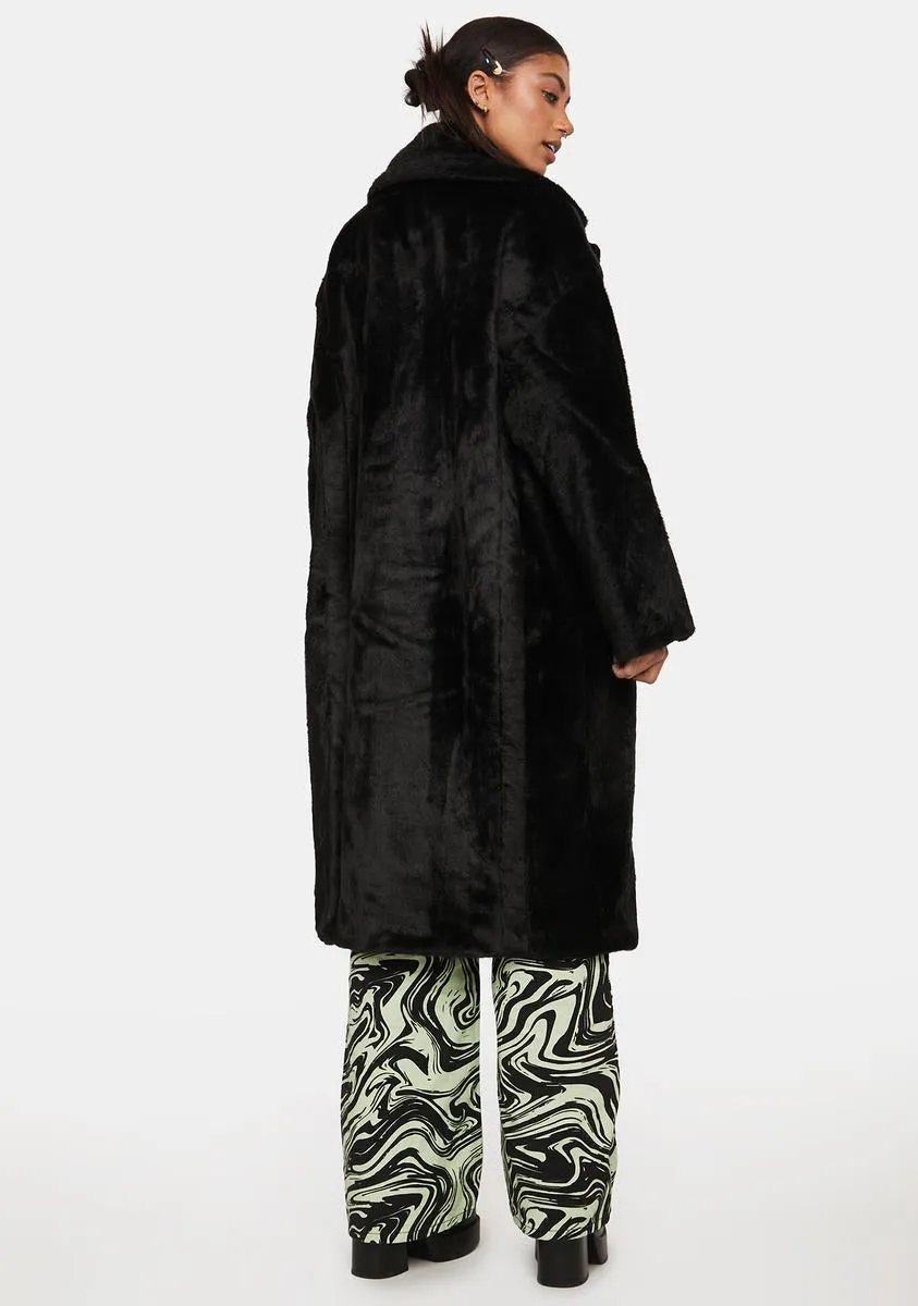 Black Estelle Faux Fur Coat
