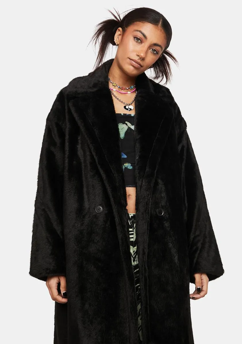 Black Estelle Faux Fur Coat