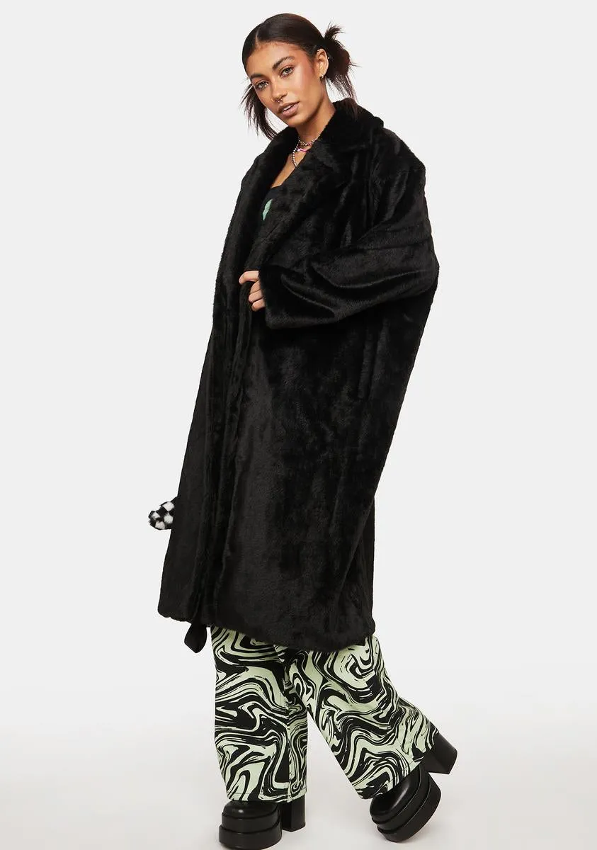 Black Estelle Faux Fur Coat