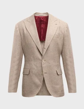Brown and Beige Houndstooth Sportcoat