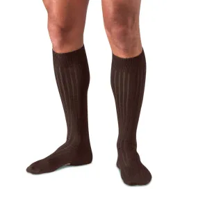 Brown Merino Wool Over the Calf Dress Socks