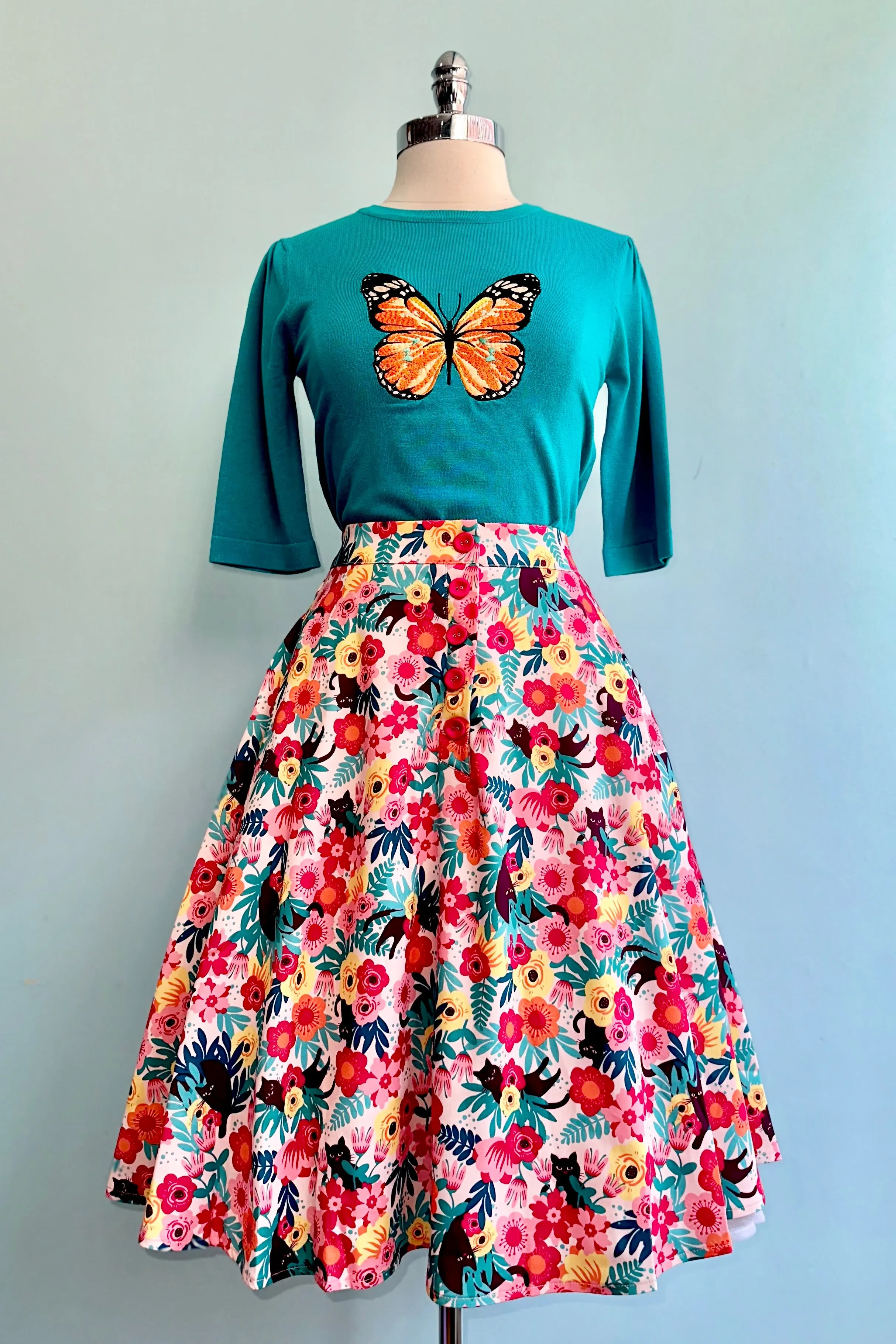 Butterfly Embroidered Pullover Knit Top by Voodoo Vixen