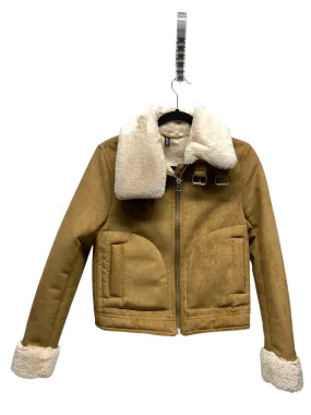 Coat Faux Fur & Sherpa By Divided In Tan, Size: 2