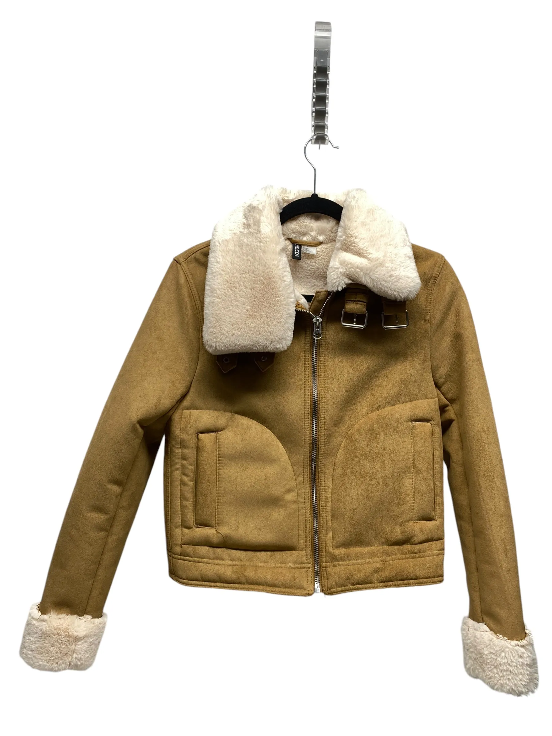Coat Faux Fur & Sherpa By Divided In Tan, Size: 2