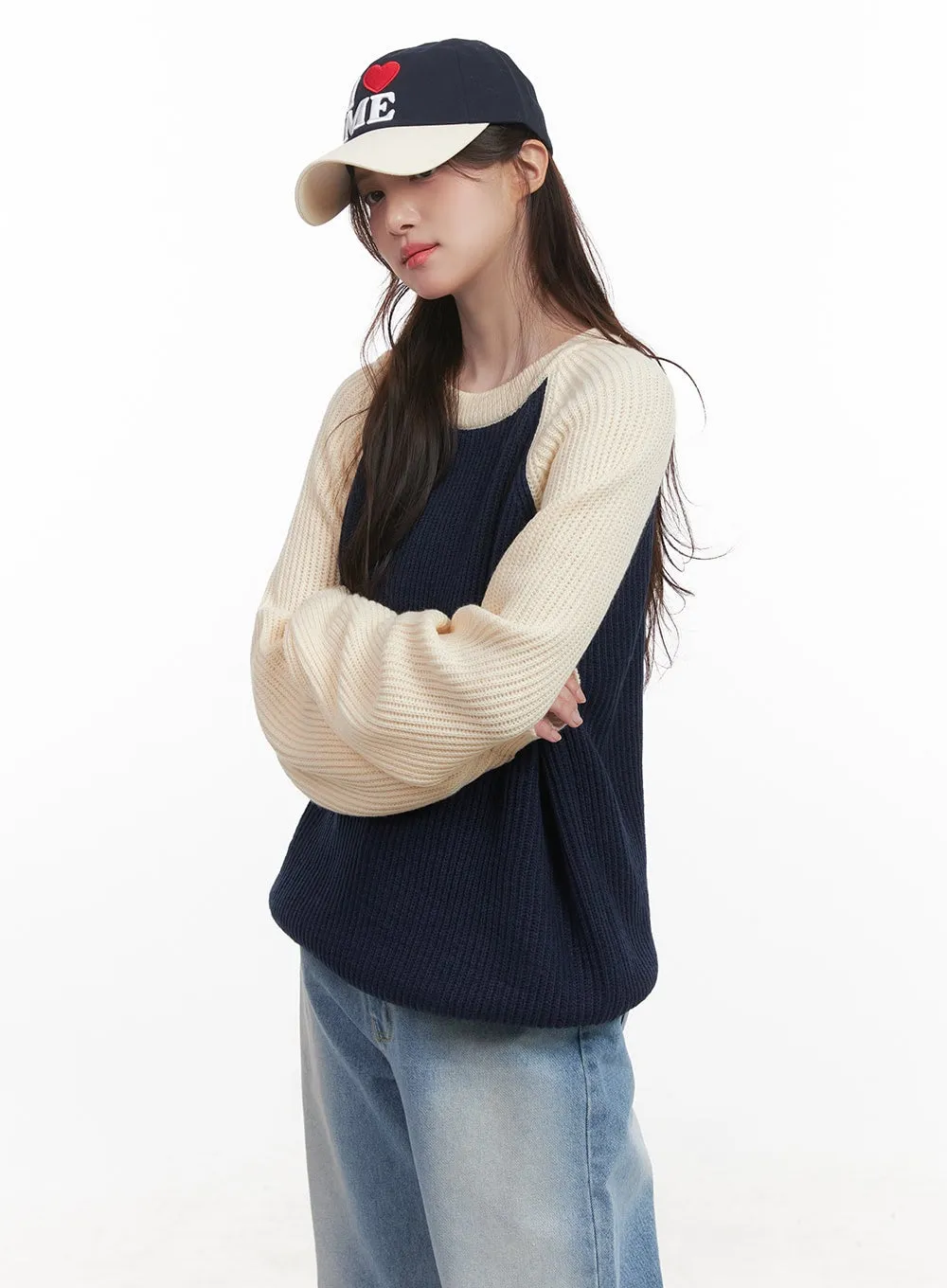Cozy Knit Contrast Sweater CJ514