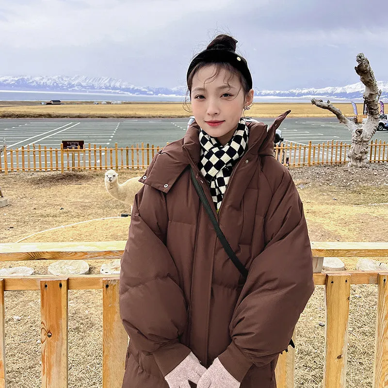 cross-border supply thickened down cotton clothes women's winter 2025 extended loose cotton coat