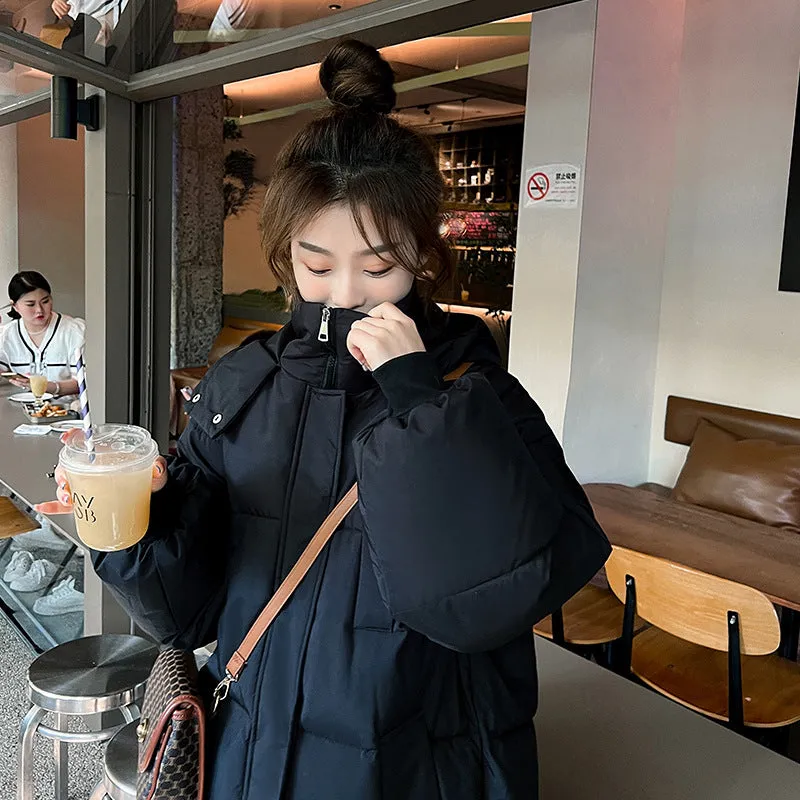 cross-border supply thickened down cotton clothes women's winter 2025 extended loose cotton coat