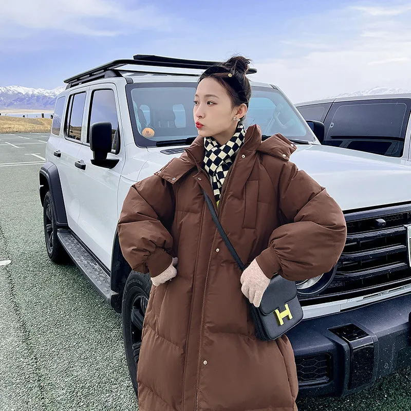 cross-border supply thickened down cotton clothes women's winter 2025 extended loose cotton coat