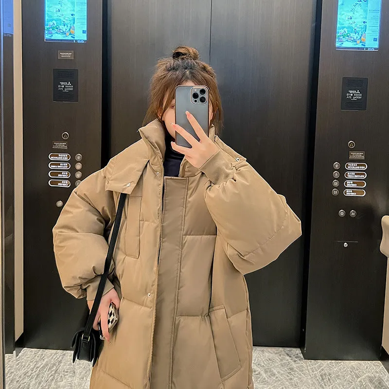 cross-border supply thickened down cotton clothes women's winter 2025 extended loose cotton coat