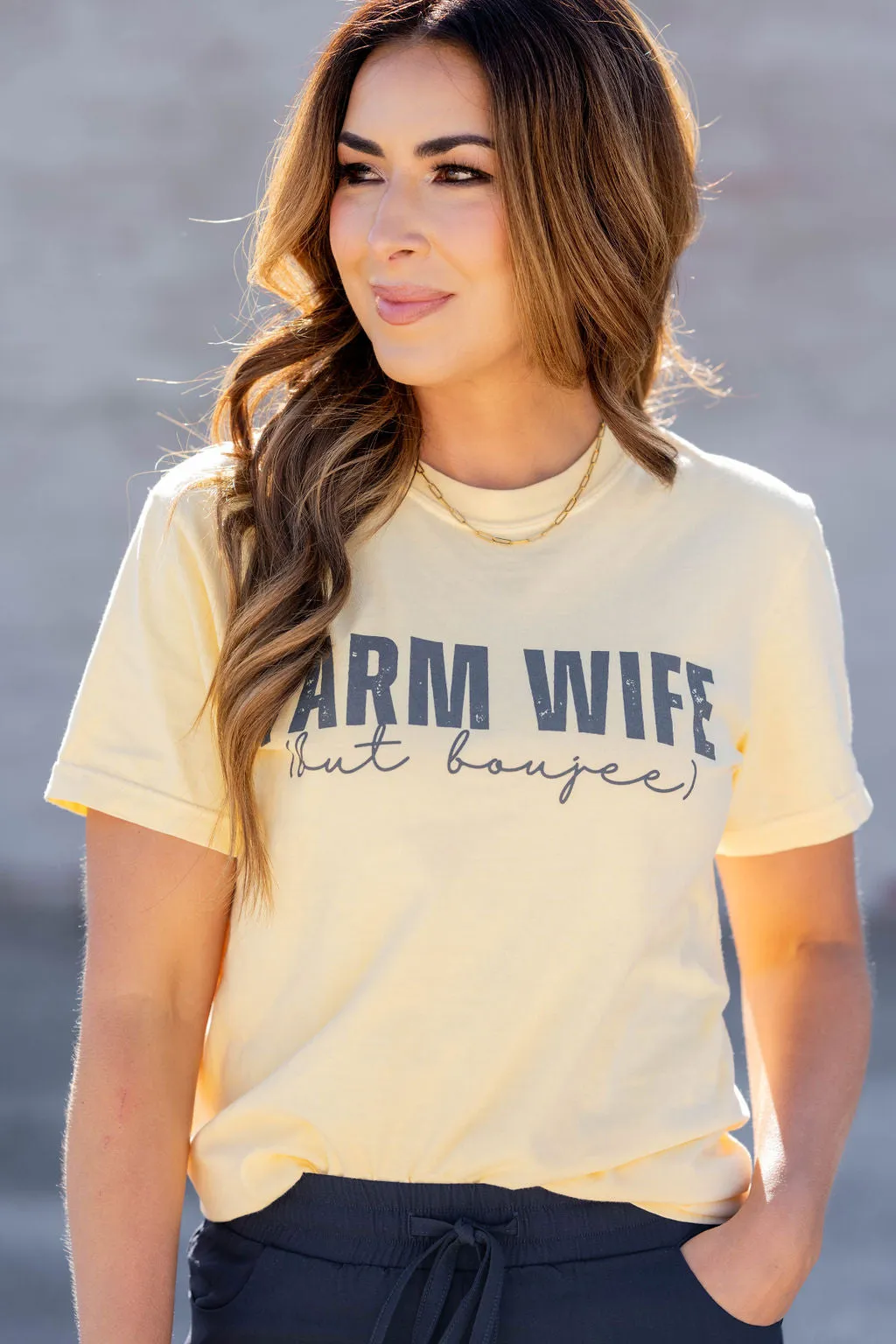 Cursive Farm Wife But Boujee Graphic Tee