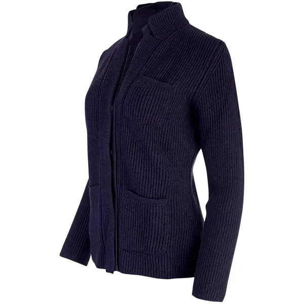 Double Collar Placket Blazer in Navy