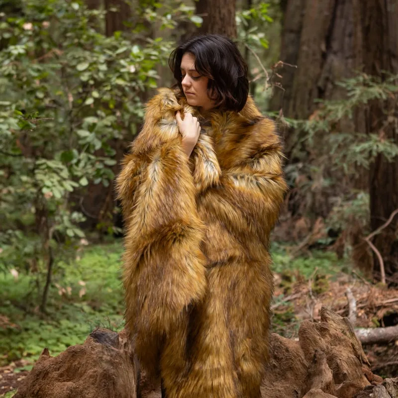 Faux Fur Throw Blanket - Golden Fox