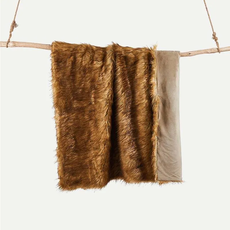 Faux Fur Throw Blanket - Golden Fox