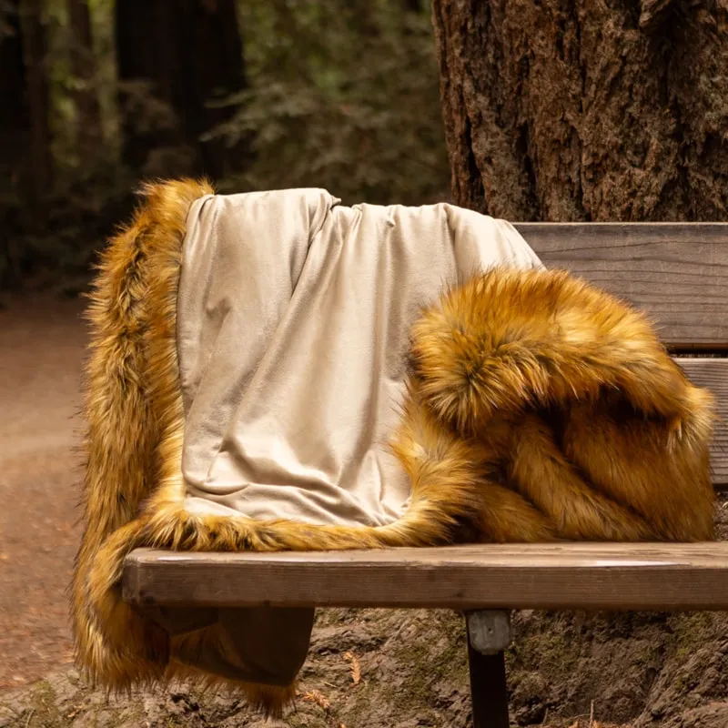 Faux Fur Throw Blanket - Golden Fox