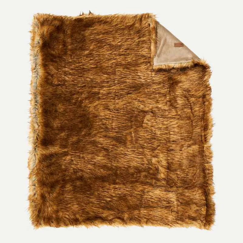 Faux Fur Throw Blanket - Golden Fox