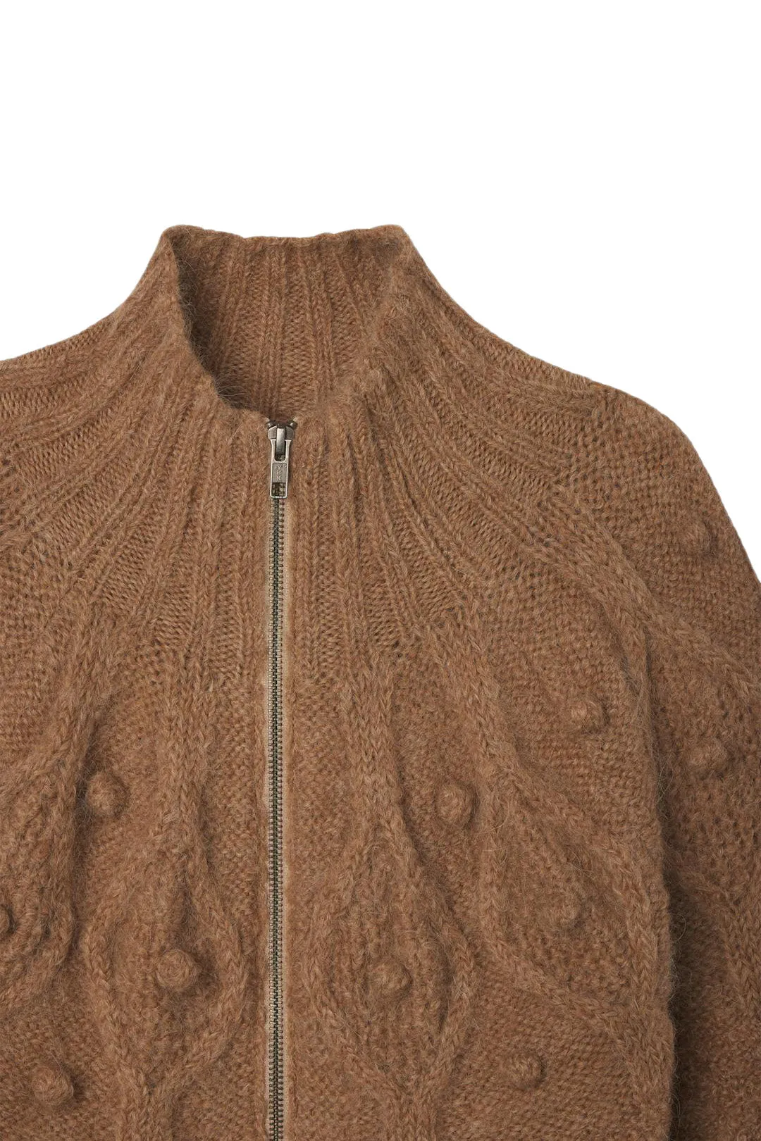 Frame Denim Popcorn Zip Cardigan in Mink