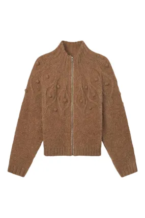 Frame Denim Popcorn Zip Cardigan in Mink