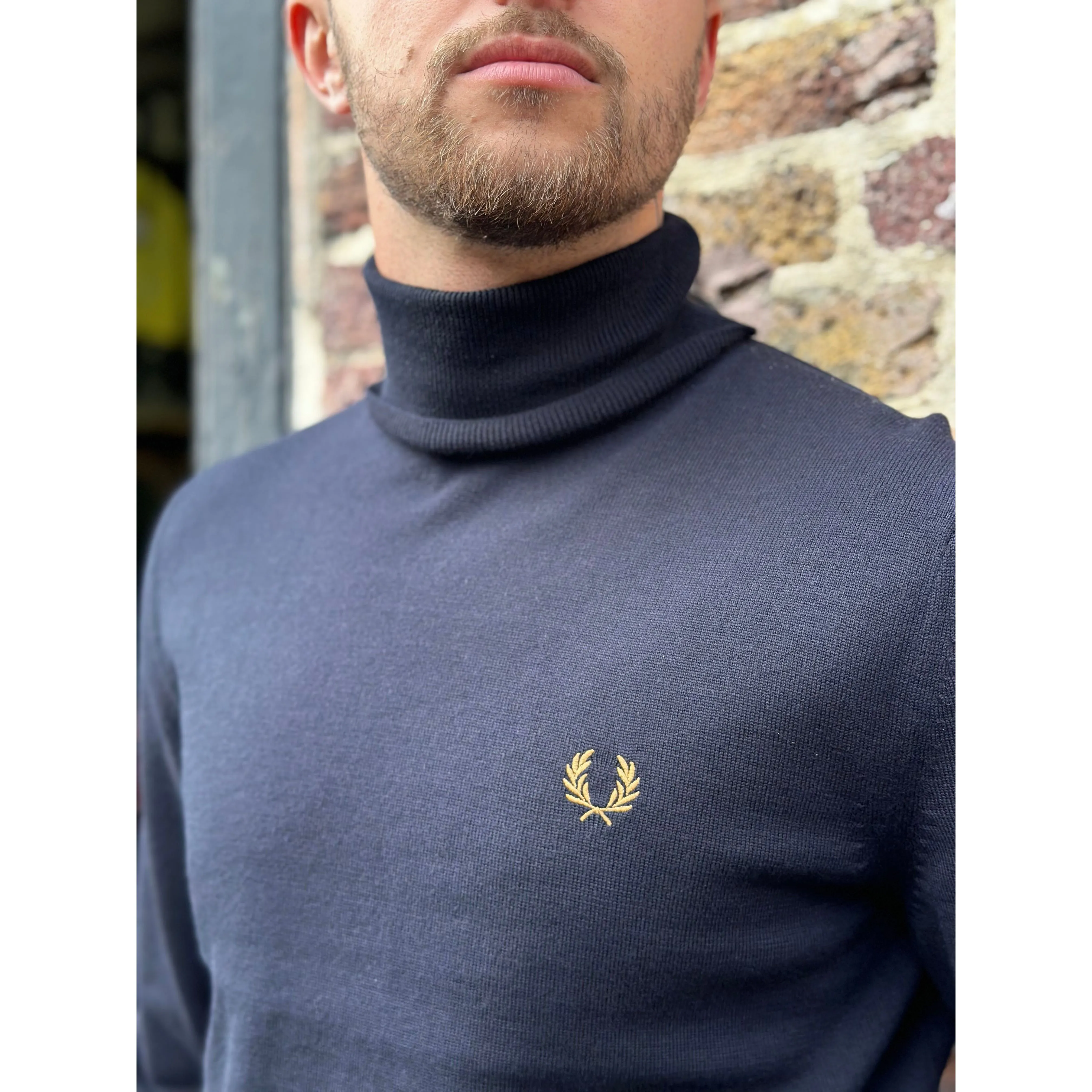 Fred Perry - K9552 Navy Roll neck / Long Sleeve - Knitted Jumper