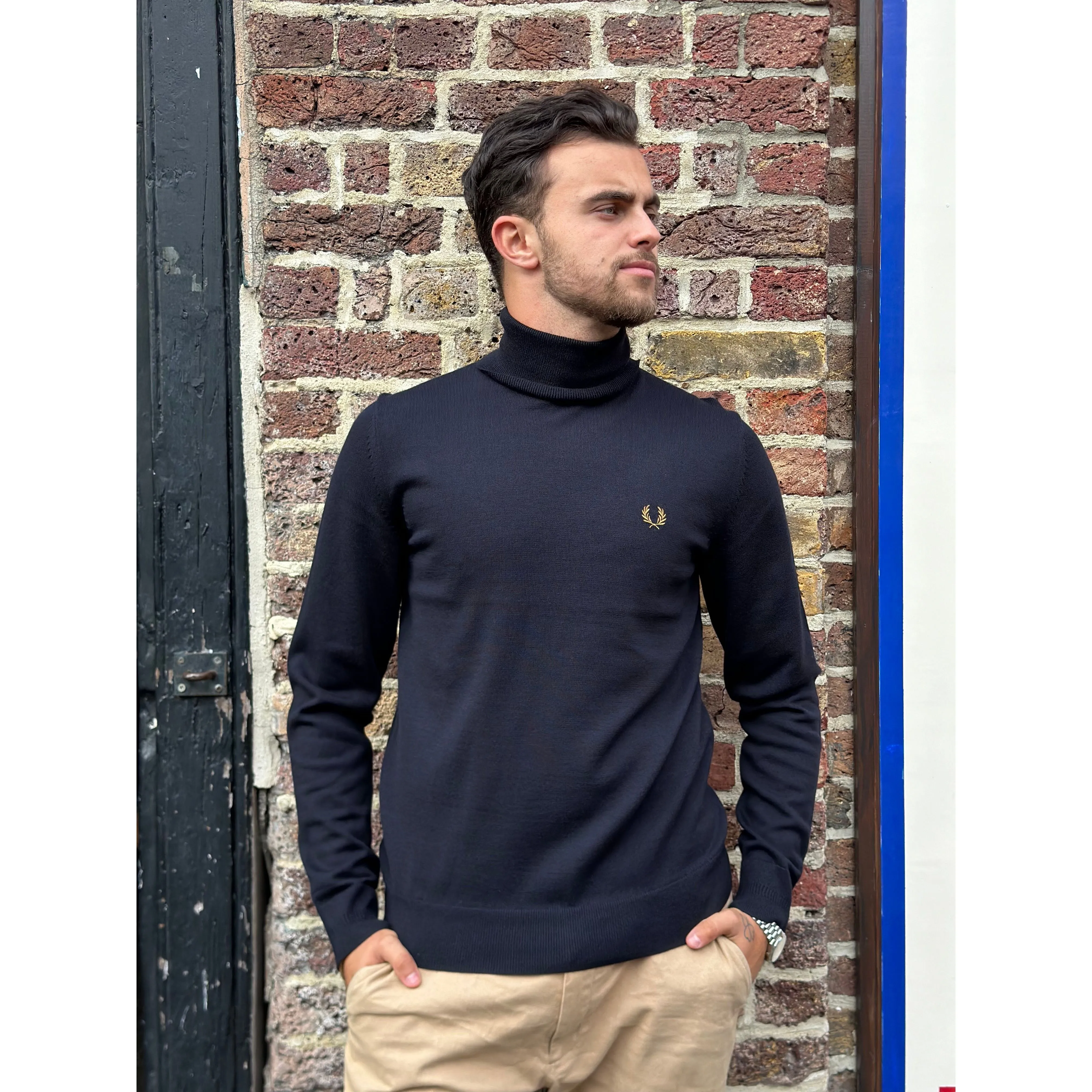 Fred Perry - K9552 Navy Roll neck / Long Sleeve - Knitted Jumper