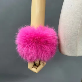 Hot Pink Snap Band Faux Fur Cuffs