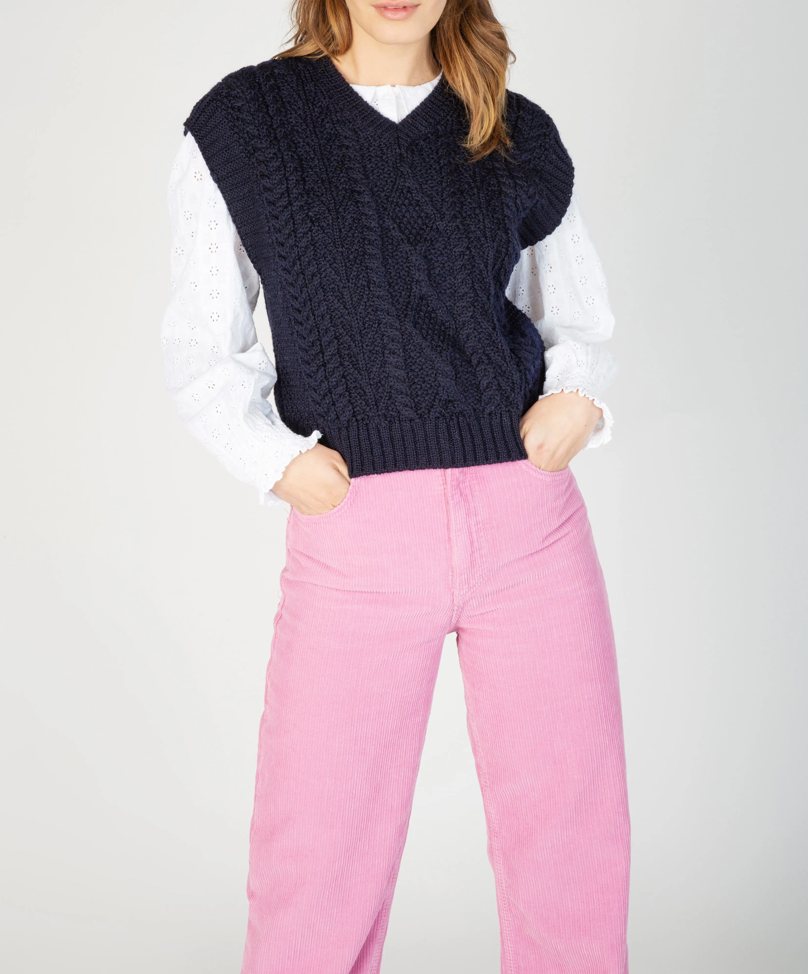 Irish - Sweetpea V-neck Diamond Vest - Navy