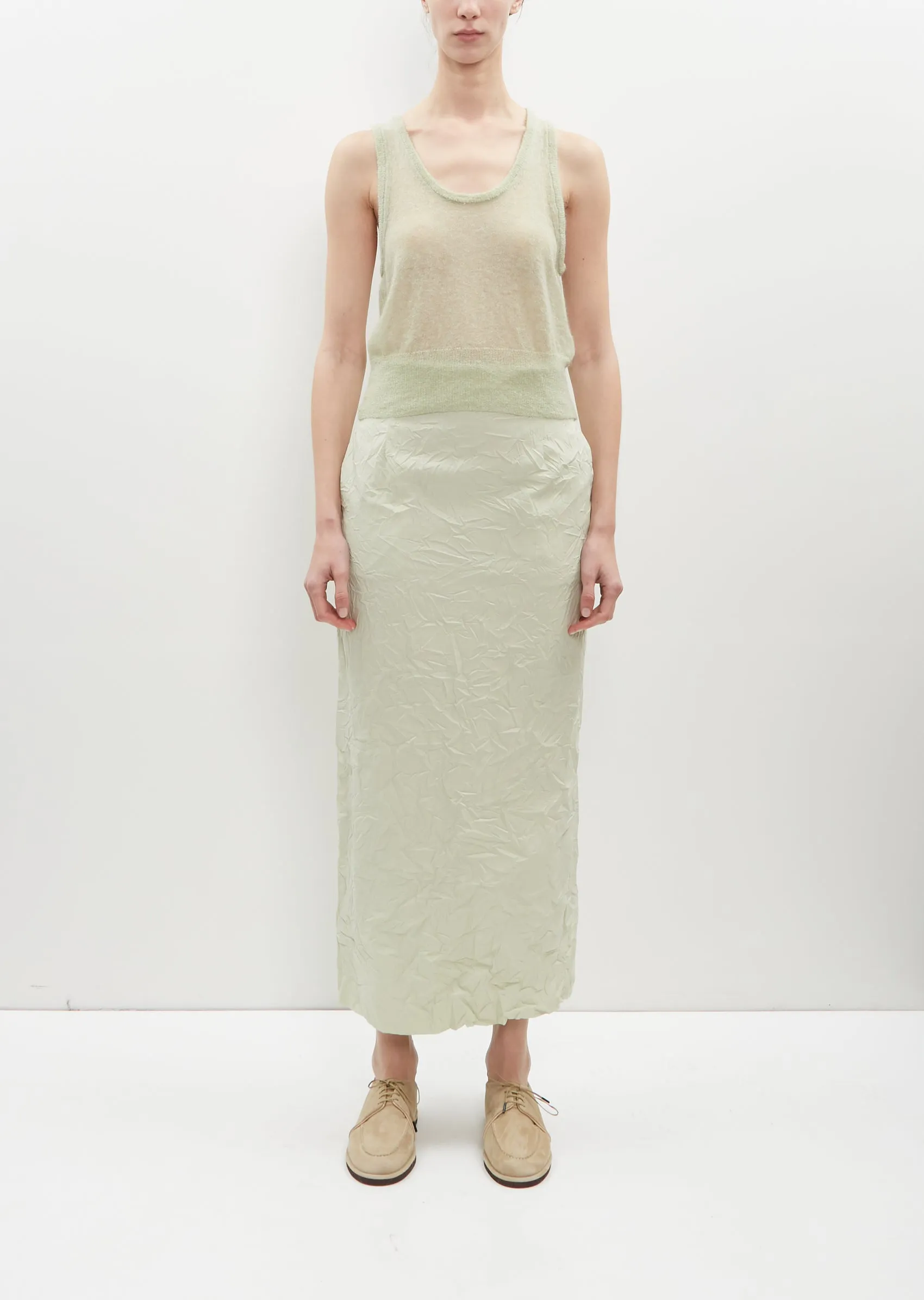 Kid Mohair Sheer Knit Tank - Light Green
