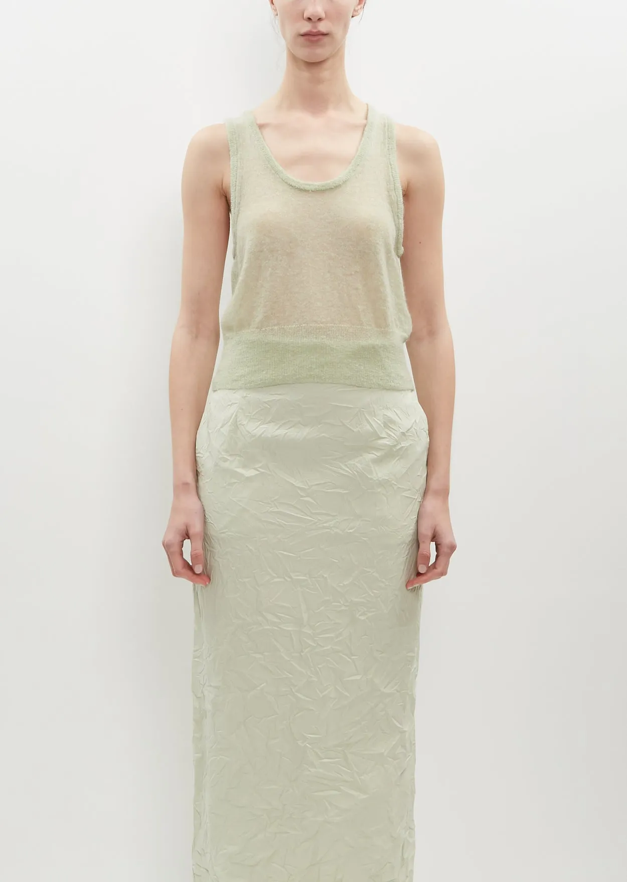 Kid Mohair Sheer Knit Tank - Light Green