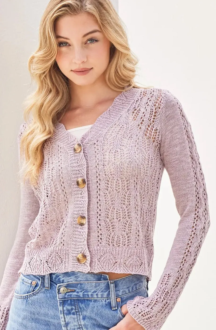 Mauve Ethereal Whisper Knit Cardigan