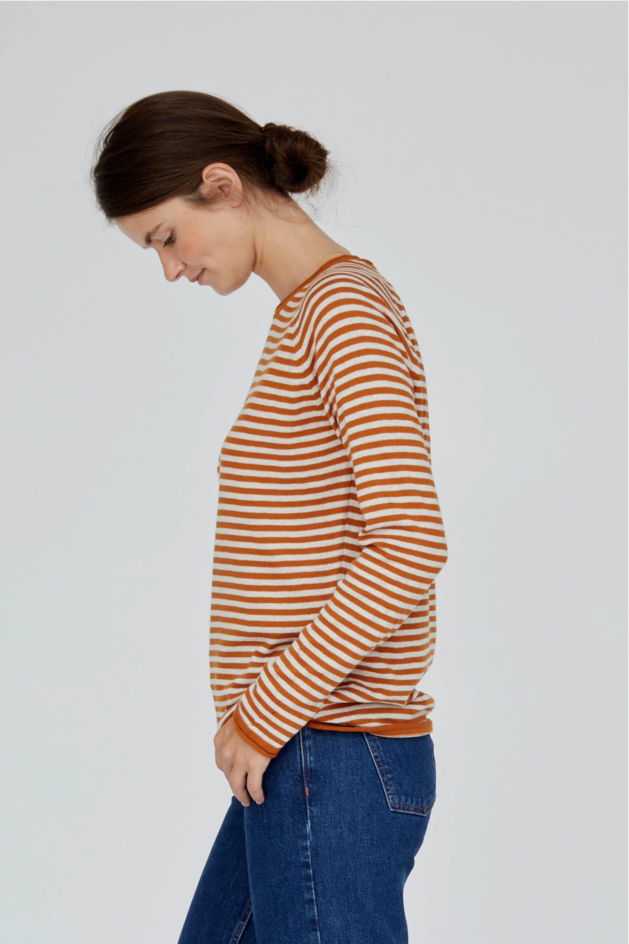 Soya Mini Stripe - Leather Brown/Natural Melange