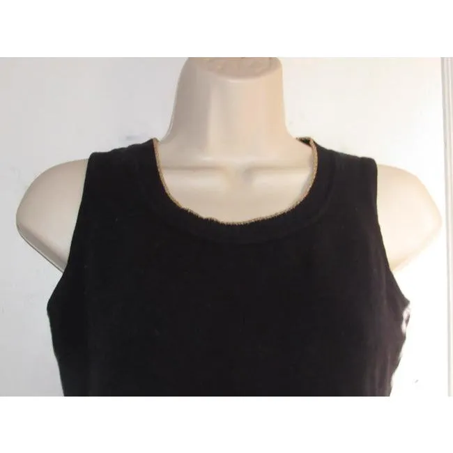 St John Black With Gold Striped Edges And Chain Design Sweater Pullover