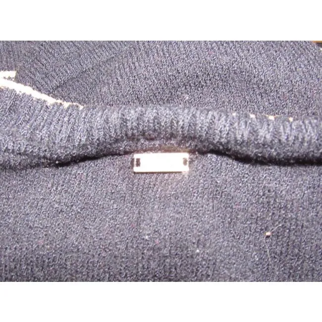 St John Black With Gold Striped Edges And Chain Design Sweater Pullover