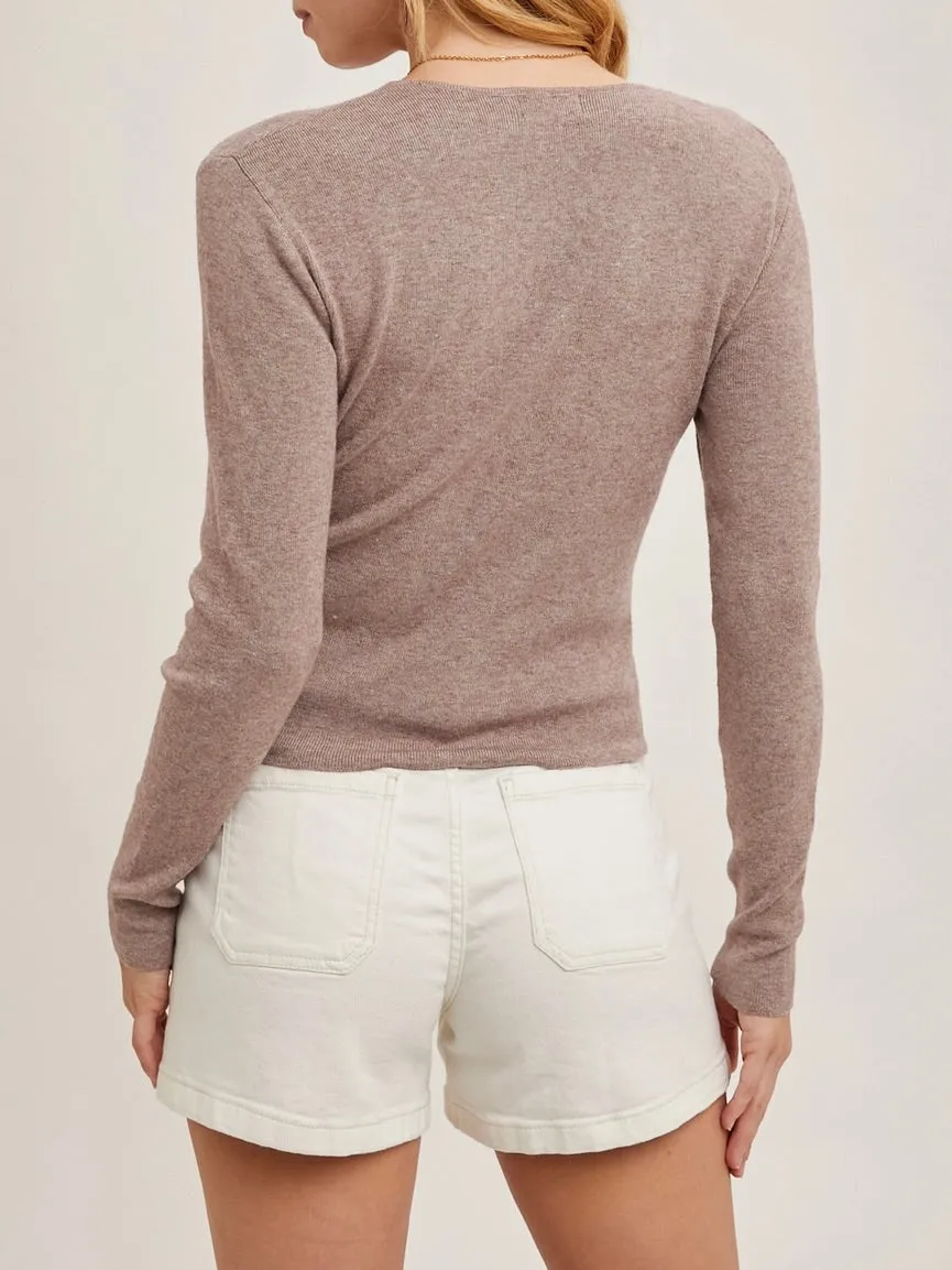 Twist Front Sweater - Latte
