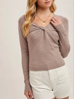 Twist Front Sweater - Latte