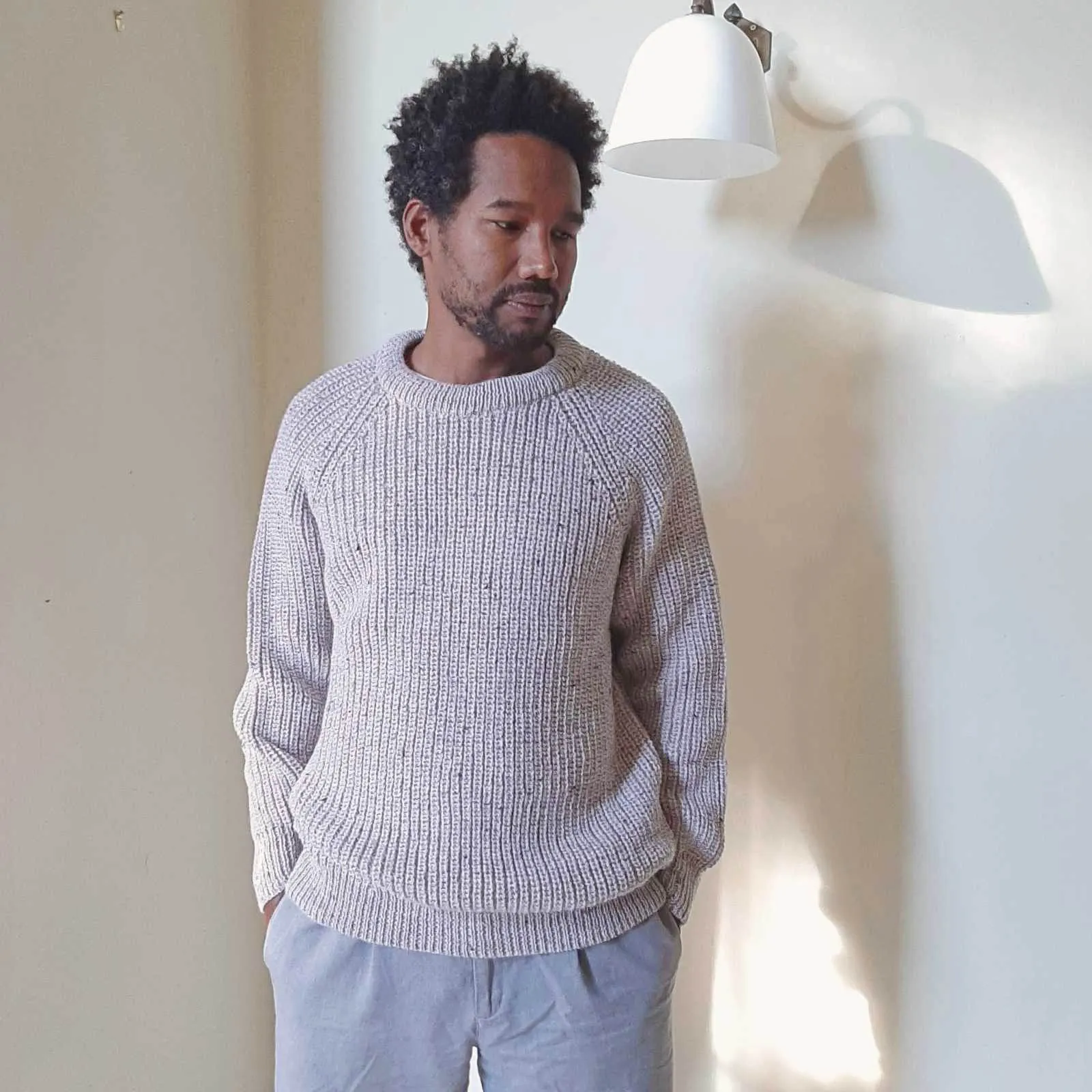 Unisex Fisherman's Rib Jumper - Oat
